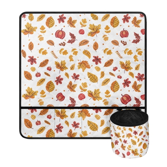 ZIATUBLE Maple Leaves Sewing Machine Muffling Mat Madam Sew with Pockets Pumpkin Non Slip Sewing Machine Mat to Reduce Noise Stain Resistant Sewing Machine Pad Fall Thanksgiving Decor