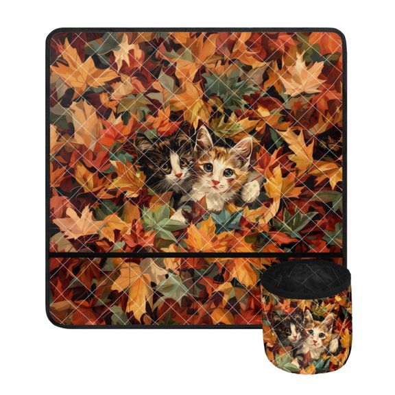 ZIATUBLE Maple Leaves Sewing Machine Pad Cute Cat Sewing Machine Mat Thanksgiving Sewing Machines Pad with Storage Bag to Store Bobbins Sewing Machine Pad Organizer Autumn Decor
