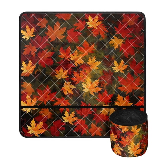ZIATUBLE Maple Leaves Sewing Machine Protective Mat Thanksgiving Sewing Machine Muffling Mat with Pockets Fall Sewing Machine Pad for Table with Extra Removable Storage Pockets