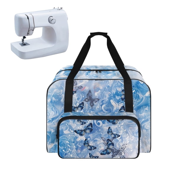 ZIATUBLE Marble Print Sewing Machine Totes Butterfly Sewing Machine Cases Large Capacity Portable Carrying Totes Suitable for Most Standard Sewing Machine Accessories and Supplies