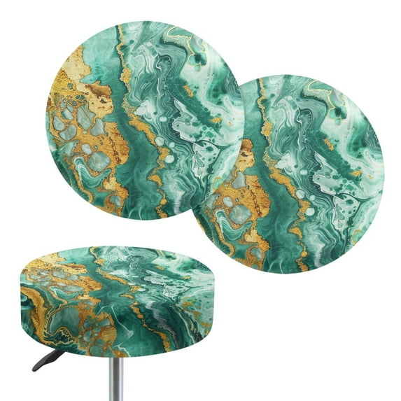 ZIATUBLE Marble Stripe Round Elastic Bar Stool Covers Soft Barstool Covers Slipcovers Size S Round Bar Stool Covers Set of 2 Piece Kitchen Island Stool Cushion Covers Home Decor