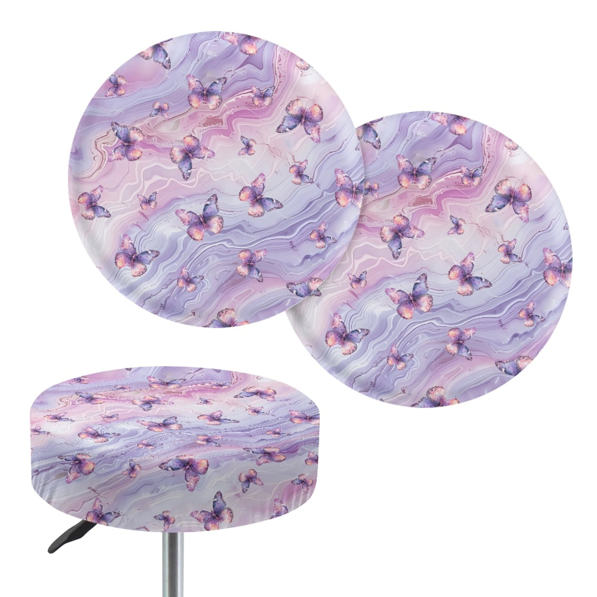 ZIATUBLE Marble Stripes Round Stool Cover Cushion Butterfly Bar Stool ...
