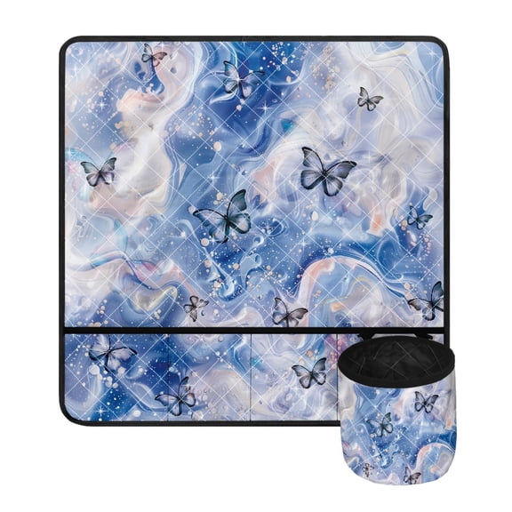 ZIATUBLE Marble Stripes Sewing Machine Accessories Pad Butterfly Sewing Machine Pad for Table with Removable Storage Bag Protective Table Pad Organizer Non Slip Sewing Machine Pad