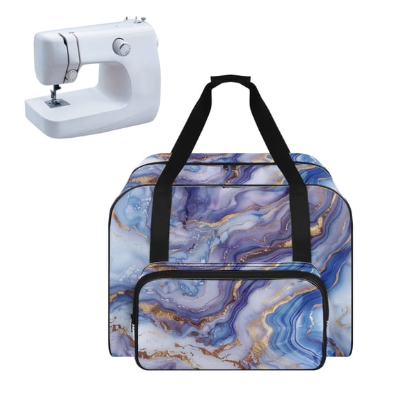 ZIATUBLE Marble Stripes Sewing Machine Bag Case Reusable Portable Cover Tote Bag Dustproof Sewing Kit Storage Suitable for Most Standard Sewing Machine Accessories and Supplies