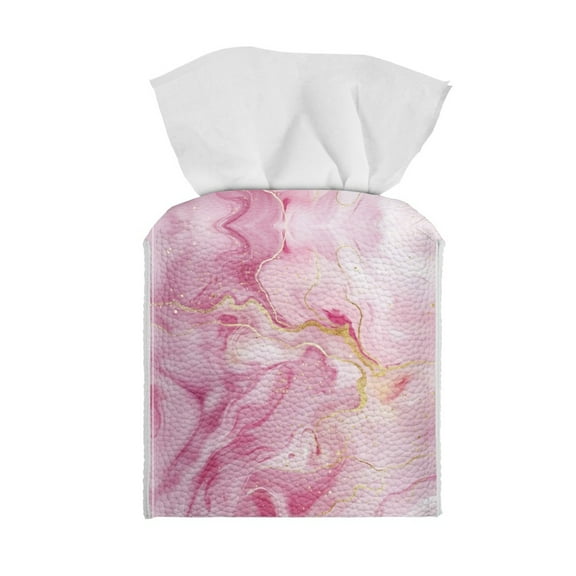 ZIATUBLE Marble Stripes Square Tissue Box Cover PU Leather Tissue Box Holder Decorative Cube Tissue Holder for Living Room Rectangular Tissue Boxes Covers Home Accessories Decoration
