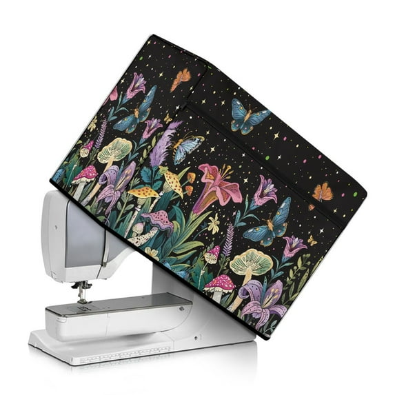 ZIATUBLE Mushroom Cover for Sewing Machine Galaxy Butterfly Soft Sewing Machine Protector Cover Reusable Sewing Machine Protective Cover with Tote Handle and Pocket Home Decor