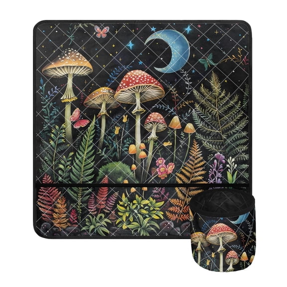ZIATUBLE Mushroom Sewing Machine Pad Organizer Moon Plants Overlocker Serger Scrap Trim Catcher and Pad Water Resistant Sewing Machine Muffling Mat Madam Sew with Pockets