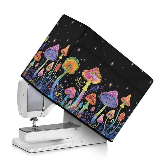 ZIATUBLE Mushroom Sewing Machine Protect Cover Plants Dust Cover for Sewing Machine Washable Sewing Machine Protective Cover with Tote Handle and Pocket Fits Most Sewing Machines