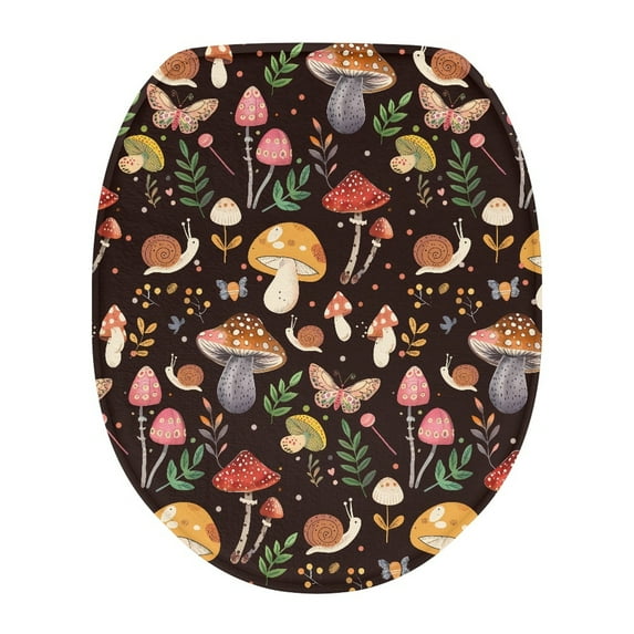 ZIATUBLE Mushroom Toilet Lid Seat Cover Butterfly Toilet Lid Covers for Bathroom Elongated Plant Easy to Clean Toilet Lid Cover Soft Toilet Lid Cover Fits Most Toilet Lids