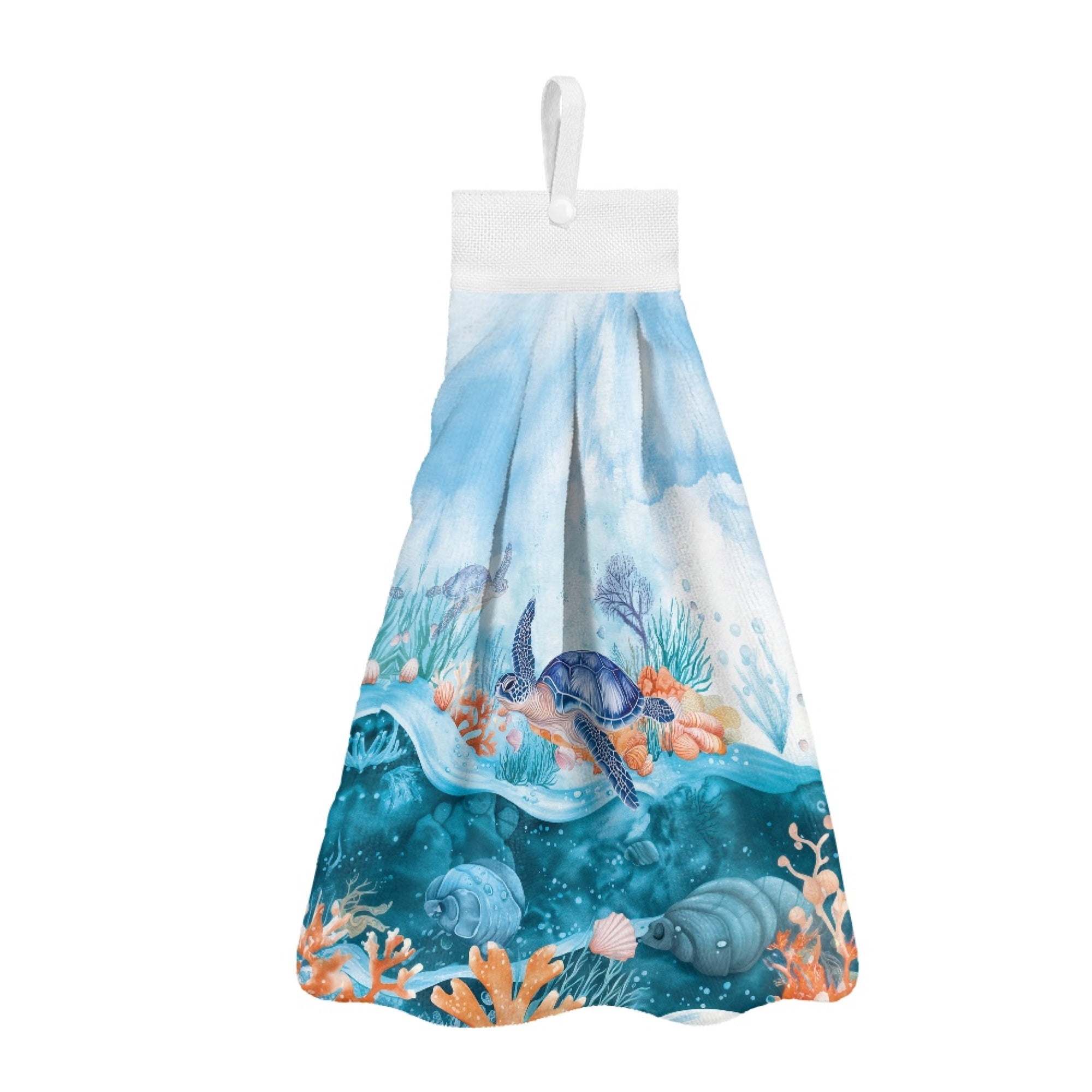 ZIATUBLE Ocean Turtle Kitchen Hand Towels Breathable Dish Towel Hand Towels Fast Drying Bathroom Hand Bath Towel Set of 3 Reusable Hanging Dual-Purpose Hand Towel Decor Accessories