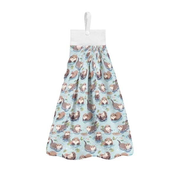 ZIATUBLE Otter Hanging Hand Towels Reusable Hand Towels for Kitchen Decorative Hand Towels for Bathroom with Loop Lightweight Hanging Dual-Purpose Hand Towel Hand Tie Towel