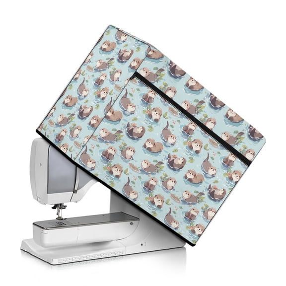 ZIATUBLE Otter Pattern Sewing Machine Dust Cover Soft Sewing Machine Protector Cover Dustproof Protective Cover with Tote Handle and Pocket for Most Standard Sewing Machines Cover