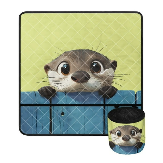 ZIATUBLE Otter Sewing Machine Pad Organizer Extra Long Sewing Machine Mat Non Slip Sewing Machine Mat with Pockets Pattern Waterproof Sewing Machines Table Pad with Storage Bag