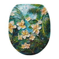 ZIATUBLE Palm Leaf Flower Toilet Lid Seat Cover Oil Painting Toilet Seat Covers for Bathroom Elongated Decor Toilet Seat Covers Lids One Piece Toilet Lid Cover Fits Most Toilet Lids