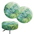 thumbnail image 1 of ZIATUBLE Palm Leaves Round Stool Covers Elastic Stool Cushion Cover Set of 2 Piece Washable Stool Seat Cover Protector 13"-15" Removable Chair Seat Slipcover Home Accessories, 1 of 6