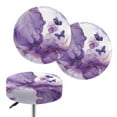 thumbnail image 1 of ZIATUBLE Purple Butterfly Bar Stool Covers Round Marble Stripes Bar Stool Cover Cushion 2 Pieces Stool Seat Replacement Cover 13"-15" with Elastic Bottom Seat Cover for Vanity Stool, 1 of 6