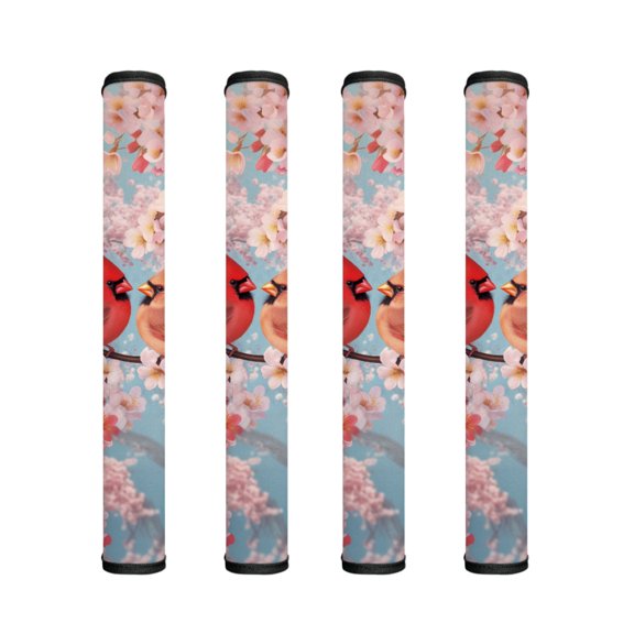ZIATUBLE Refrigerator Door Handle Covers Anti-skid Soft Protector Gloves Keep Kitchen Appliances Clean, 4 PCS Fridge Dishwasher Door Handle Cloth Decor, Northern Cardinal Cherry Blossom