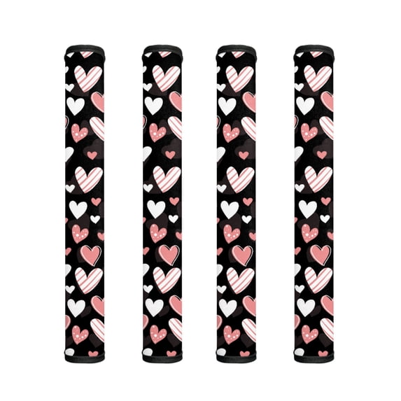 ZIATUBLE Refrigerator Door Handle Covers Anti-static Kitchen Appliance Decor for Fridge Dishwasher Keep Off Fingerprints Oil Stain Food Spot Cozy Home Protector, 4 PCS, Pink White Love Heart Black