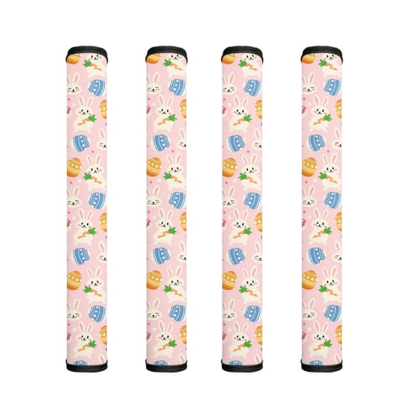ZIATUBLE Refrigerator Door Handle Covers Set of 4 Protective Kitchen Appliance Gloves Soft Lightweight Handle Cloth Protector Fit Fridge Dishwasher, Rabbit Carrot Easter Egg Pink