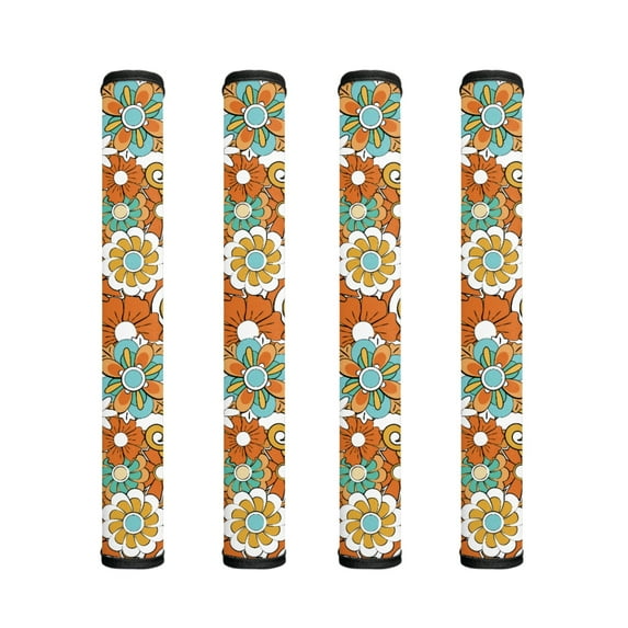 ZIATUBLE Refrigerator Door Handle Covers Set of 4 Washable Anti-static Gloves Reusable Fridge Dishwasher Kitchen Home Appliance Decor with Hook and Loop Fastener, Hippie Floral