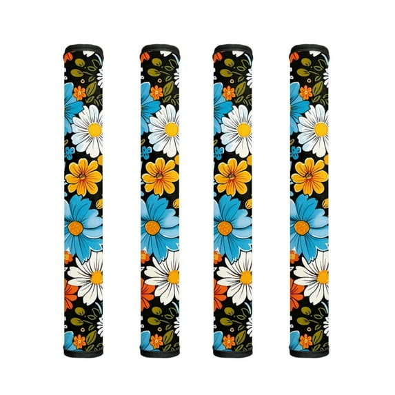 ZIATUBLE Refrigerator Door Handle Wraps Set of 4 Lightweight Neoprene Kitchen Appliance Decor Replacement Sturdy Handle Covers Fit Fridge Oven, Boho Hippie Daisy Flower