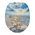 thumbnail image 1 of ZIATUBLE Sea Beach Toilet Lid Cover Shells Elasticated Toilet Cover for Bathroom Starfish Round Toilet Lid Covers Washable Toilet Seat Cover Soft Anti-slip Cover Home Indoor Decor, 1 of 6