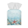 thumbnail image 1 of ZIATUBLE Sea Starfish Square Tissue Box Cover Leather Tissue Holders Decoration for Home Wear Resistant Tissue Box Cover Case with Snap Button Napkin Tissue Dispenser, 1 of 7