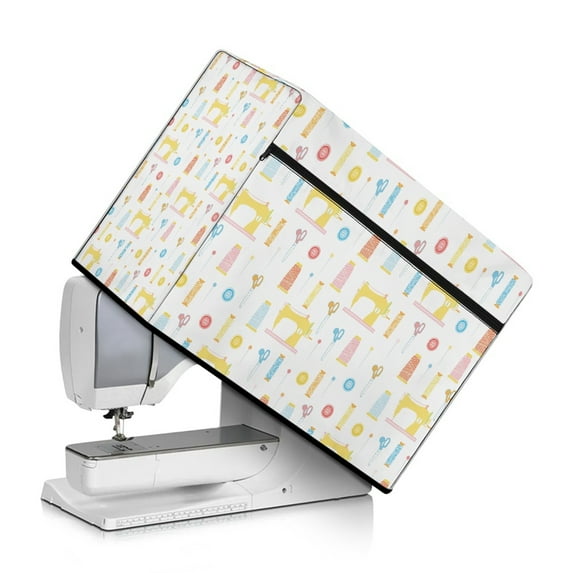 ZIATUBLE Sewing Machine Pattern Sewing Machine Protect Cover Sewing Tools Cute Sewing Machine Dust Cover Protective Cover with Tote Handle and Pocket to Keep Sewing Accessories