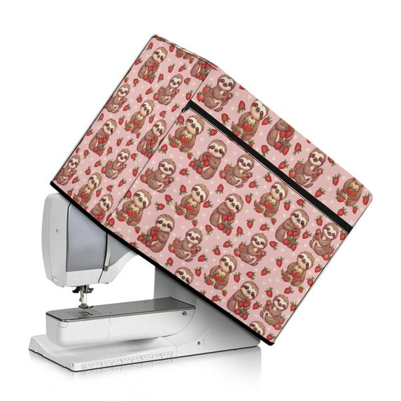 ZIATUBLE Sloth Cute Sewing Machine Dust Cover Strawberries Pattern Sewing Machine Protect Cover Reusable Sewing Machine Protective Dust Cover with Pockets for Home Decoration