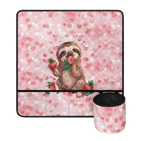 ZIATUBLE Sloth Sewing Machine Mat with Small Cylinder Strawberry Sewing Machine Organizer Mat Protective Mat for Standard Household Sewing Machines Non Slip Sewing Kit Organizer