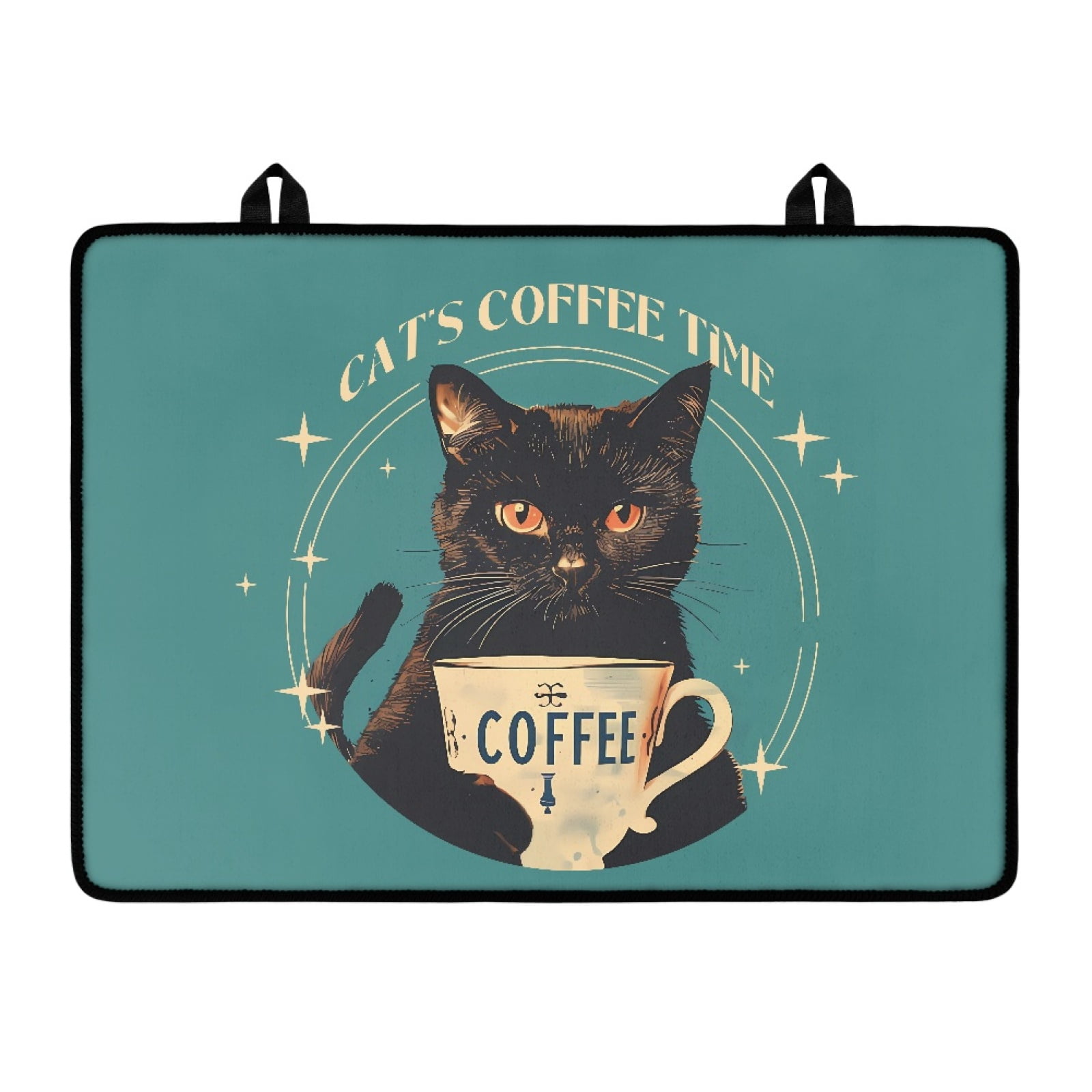 ZIATUBLE Stove Covers for Electric Stovetop Multipurpose Flat Top Stove Cover Mat Anti-Scratch Induction Cooktop Protector Cover with Rubber Backing, 29 x 21 Inch, Black Cat Coffee Time
