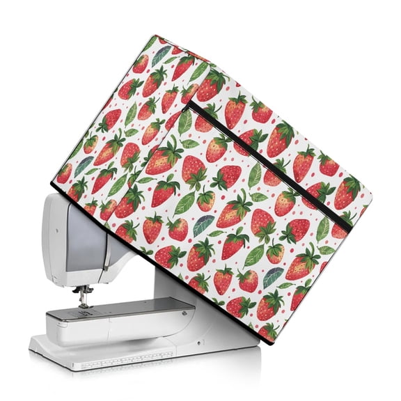 ZIATUBLE Strawberry Pattern Sewing Machine Cover Protective Cover with Handle and Pocket Stain Resistant Sewing Machine Cover Dust Cover Quilted Compatible Most Sewing Machine