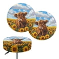 thumbnail image 1 of ZIATUBLE Sunflower Bar Stool Chair Slipcovers Highland Cow Round Bar Stool Covers Set of 2 Piece Dustproof Seat Cover for Vanity Chair Size M Elastic Bar Chair Covers for Home Kitchen, 1 of 6