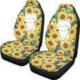 thumbnail image 1 of ZIATUBLE Sunflower Cat Car Seat Covers for Women 2 Pcs Floral Print Auto Interior Seat Protector Elastic Car Seat Covers Front Seat Only Car Decor Accessories Fit for Cars SUVs Sedan or Van, 1 of 7