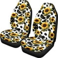 thumbnail image 1 of ZIATUBLE Sunflower Cow Print Car Seat Dust Cover Soft Cars Front Seat Protectors Cover 2 Piece Bucket High Back Car Front Seat Covers Universal for Cars SUV Trucks Auto Interior Accessories, 1 of 7