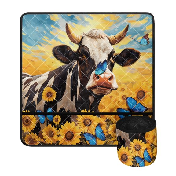 ZIATUBLE Sunflower Cow Sewing Machine Pad Butterfly Sewing Machine Muffling Matt Vibration Damped Sewing Machine Pad Organizer with Small Cylinder Waterproof Sewing Kit Organizer