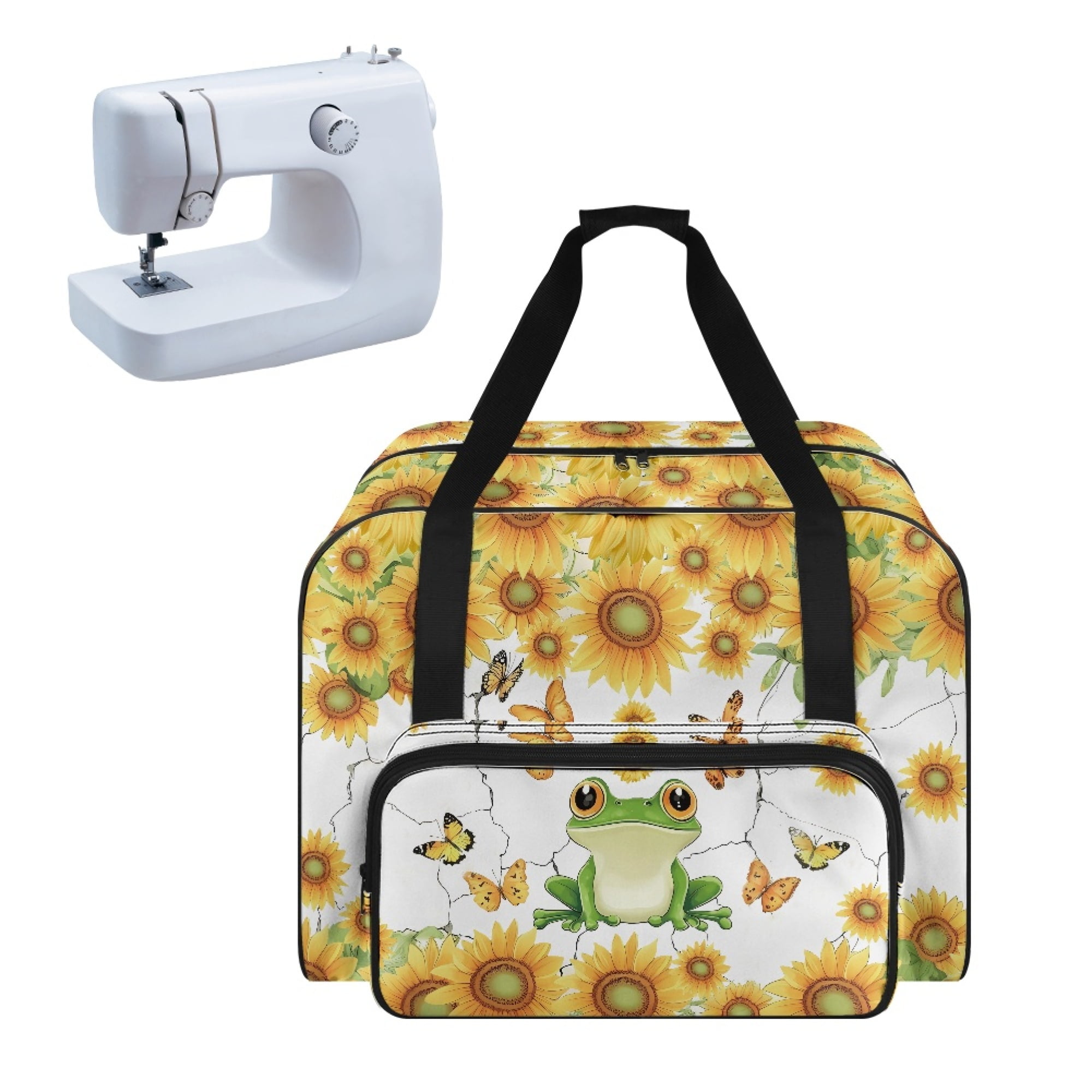 Sewing Machine Frog ZIATUBLE Sunflower Frog Sewing Machine Bag Case Butterfly Sewing ...