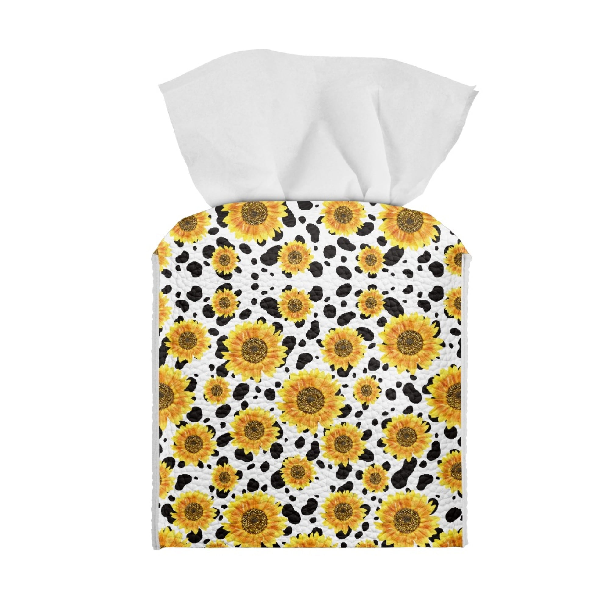 ZIATUBLE Sunflower Leather Tissue Box Cover Square Cow Print Tissue Box ...