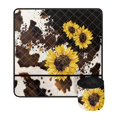 thumbnail image 1 of ZIATUBLE Sunflower Sewing Machine Pad Organizer Cow Print Overlocker Serger Scrap Trim Catcher and Pad Waterproof Sewing Machine Pad for Table with Removable Storage Bag Home Decor, 1 of 5