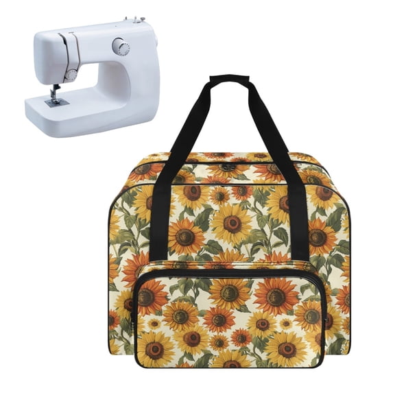 ZIATUBLE Sunflower Sewing Machine Tote Bag Large Capacity Sewing Machine Cases Reusable Sewing Machine Organizer and Storage with Storage Pocket Sewing Machine Storage Organizer