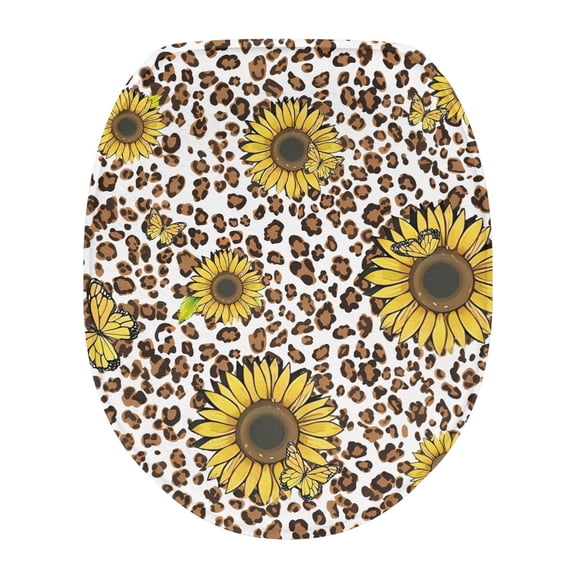 ZIATUBLE Sunflower Toilet Lid Dust Cover Cow Print Toilet Seat Cover Protector Universal Toilet Lid Covers for Bathroom Decoraction Oval Toilet Lid Covers Fits Most Toilet Lids