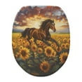 thumbnail image 1 of ZIATUBLE Sunset Horse Sunflower Toilet Seat Covers for Bathroom Soft Toilet Seat Lids Covers Easy to Clean Bathroom Decoration Accessories Toilet Lid Dust Cover Fits Most Toilet Lids, 1 of 6