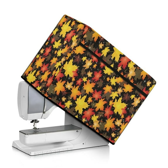 ZIATUBLE Thanksgiving Fall Sewing Machine Cover Pattern Maple Leaves Sewing Machine Protective Dust Cover Stain Resistant Protect Cover with Pocket Compatible Most Sewing Machine