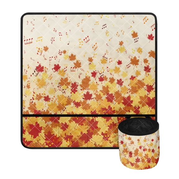 ZIATUBLE Thanksgiving Maple Leaves Sewing Machines Table Pad with Storage Bag Dustproof Overlocker Serger Scrap Trim Catcher and Pad Protective Mat for Table Happy Fall Decoration