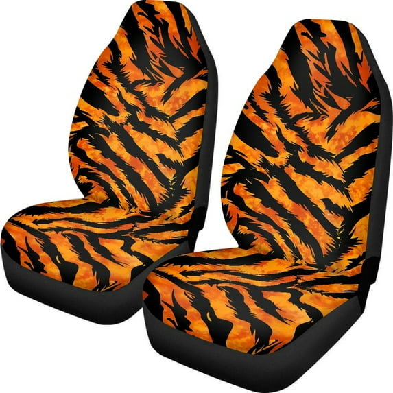 ZIATUBLE Tiger Stripes Car Seat Covers Full Set of 2 Automative Bucket Seat Cover Universal Fit Cars Sedan SUV Anti Slip High Back Design Front Seats Only Car Accessories for Interior Decor
