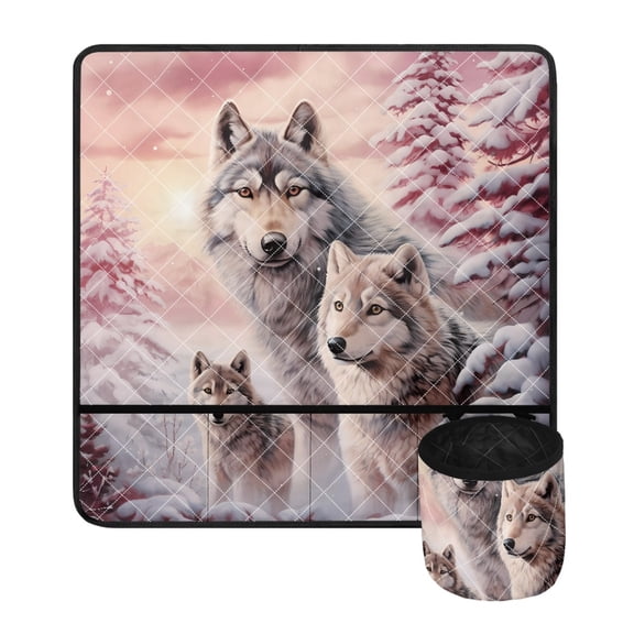 ZIATUBLE Wolf Sewing Machine Pad Snow Sewing Machine Mat Organizer Lightweight Sewing Machine Mat Reduce Vibration Sewing Machine Pad for Table with Removable Storage Bag