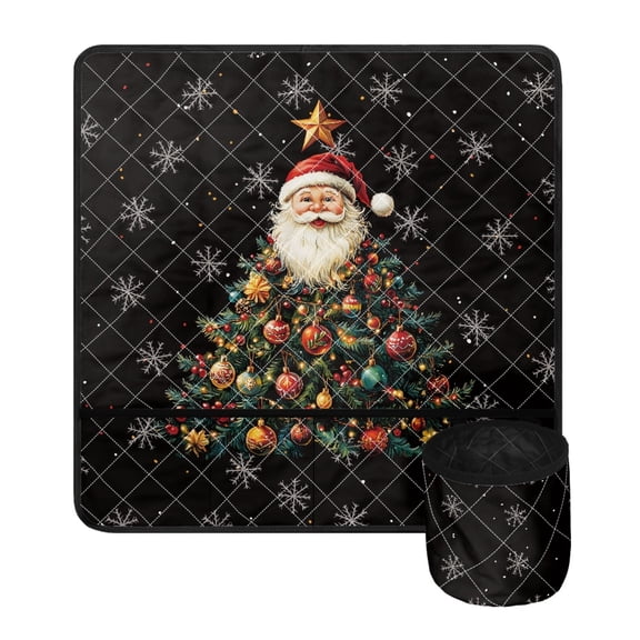 ZIATUBLE Xmas Santa Claus Sewing Machine Carrying Pad Christmas Tree Sewing Kit Organizer Stain Resistant Sewing Machine Pad for Table with Removable Storage Bag Home Sewing Classes