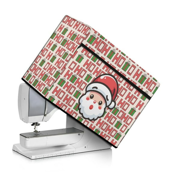 ZIATUBLE Xmas Santa Claus Sewing Machine Protect Cover Soft Sewing Machine Protector Cover Lightweight Sewing Machine Protector Cover with Storage Pocket and Carrying Handle