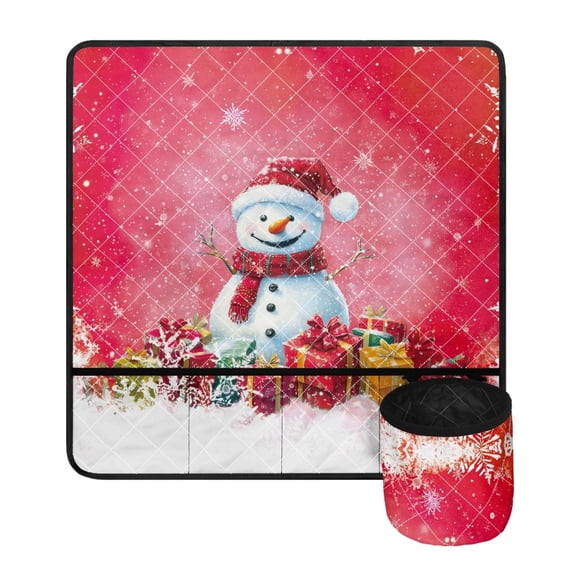 ZIATUBLE Xmas Snowman Sewing Machine Carrying Pad Snowflakes Sewing Machine Mat to Reduce Noise Sewing Machines Table Pad with Storage Bag Universal Sewing Machine Mat Organizer