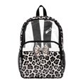 thumbnail image 1 of ZIATUBLES 17 Inch Clear Backpack, Heavy Duty Fabric & PVC Transparent Bag with Gray Bow Leopard Print Print, Large Capacity See Through Bookbag Easy to Clean for School & Travel, 1 of 7